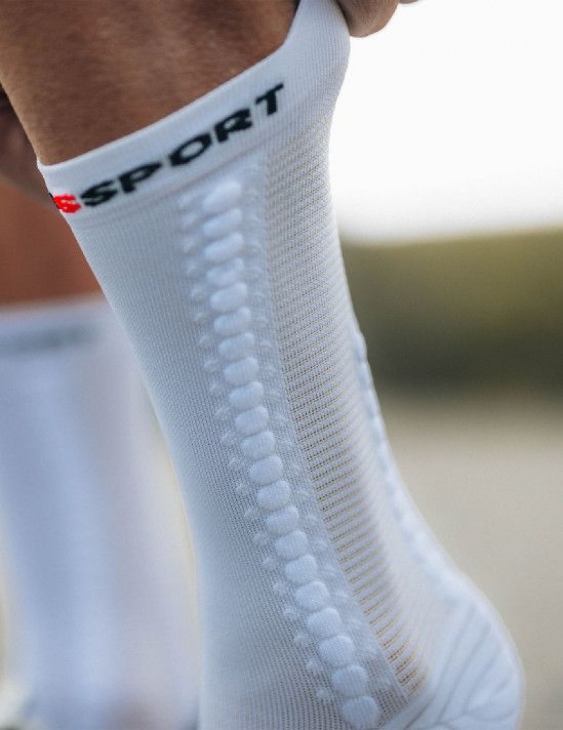 Compressport Pro Race Socks v4.0 Bike Cycling Socks Heren Wit Zwart | RKEJYF348