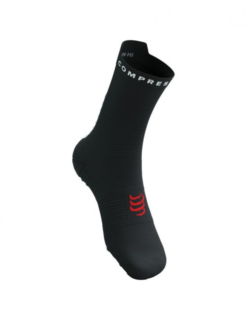 Compressport Pro Race Socks v4.0 Run High Hardloopsokken Heren Zwart Wit | RPTIBL407