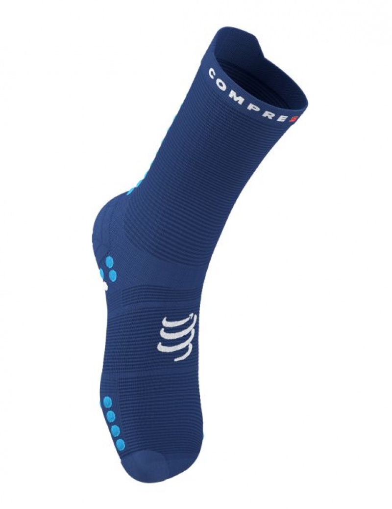 Compressport Pro Race Socks v4.0 Run High Hardloopsokken Heren Blauw | QUTPRS431