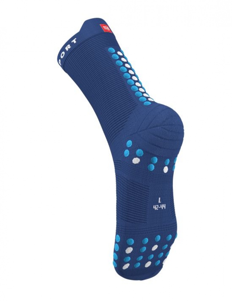 Compressport Pro Race Socks v4.0 Run High Hardloopsokken Heren Blauw | QUTPRS431