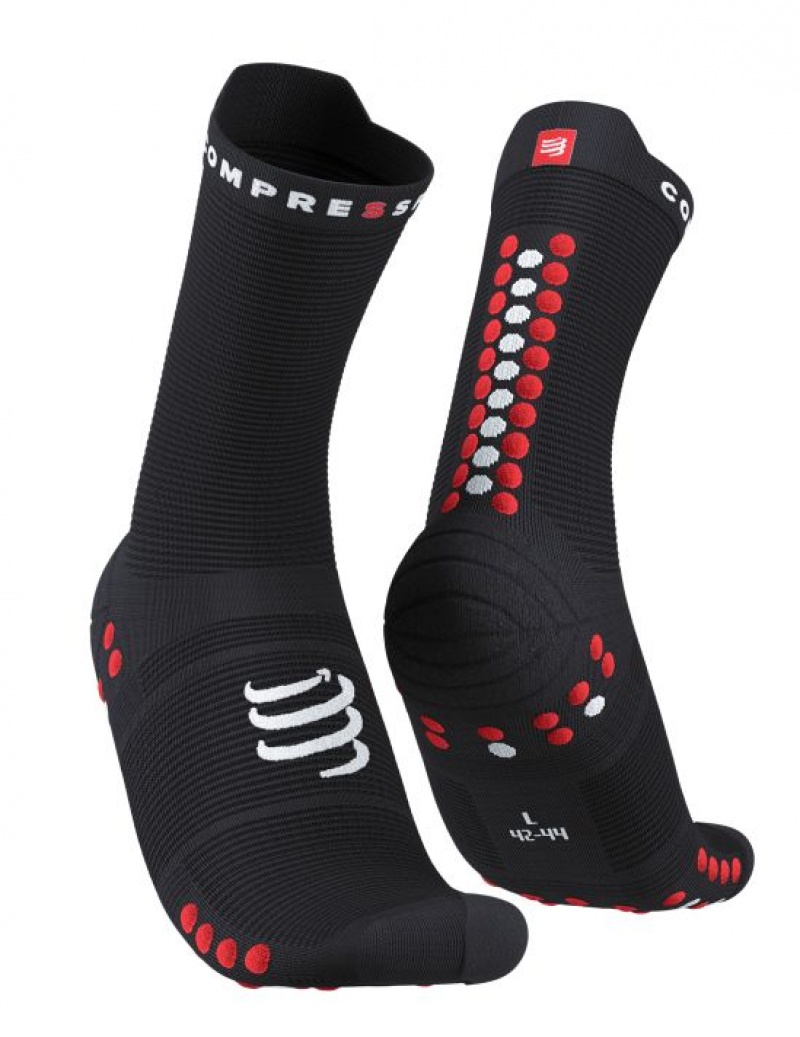 Compressport Pro Race Socks v4.0 Run High Hardloopsokken Heren Zwart Rood | NSDGXZ245