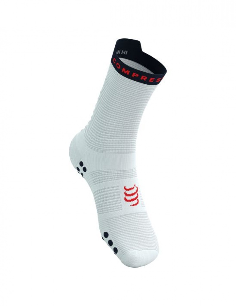 Compressport Pro Race Socks v4.0 Run High Hardloopsokken Heren Wit | HCUVRW145