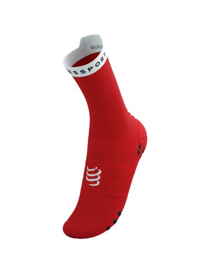 Compressport Pro Race Socks v4.0 Run High Hardloopsokken Heren Rood Wit | FXCHSU807