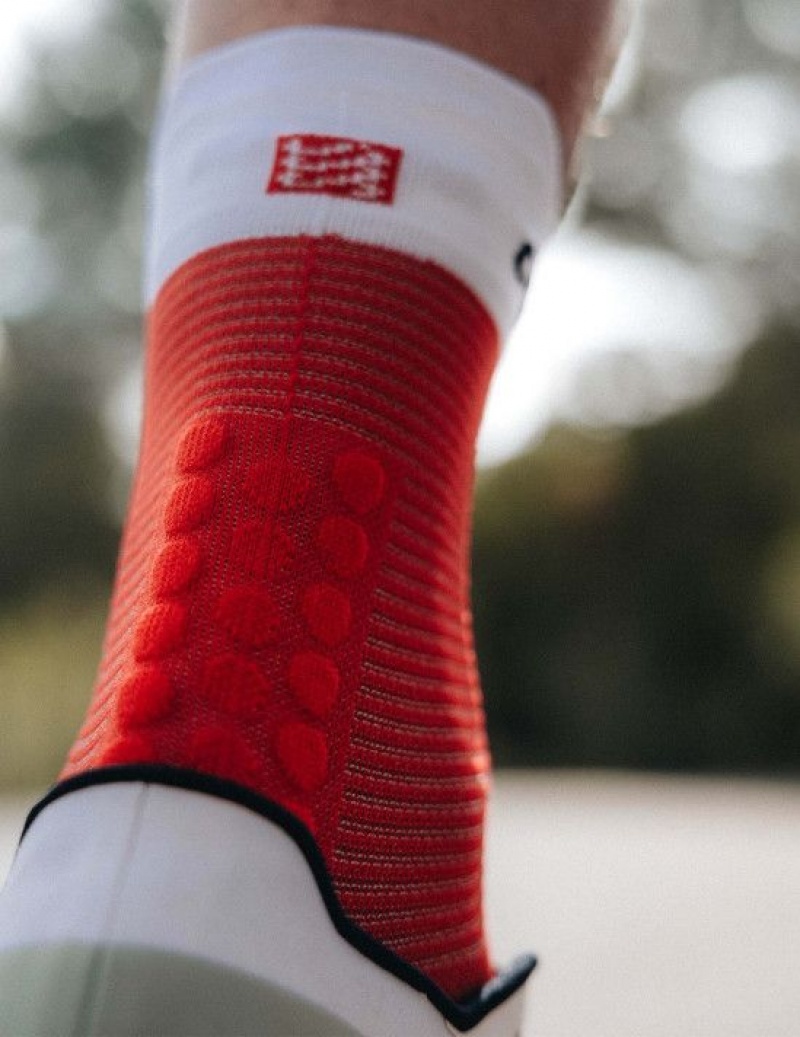 Compressport Pro Race Socks v4.0 Run High Hardloopsokken Heren Rood Wit | FXCHSU807