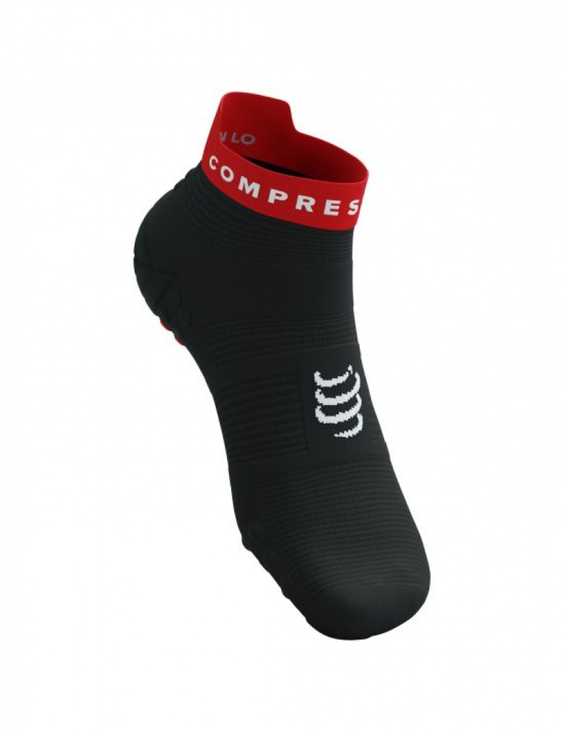 Compressport Pro Race Socks v4.0 Run Low Hardloopsokken Heren Zwart Rood | ZJGUCW046