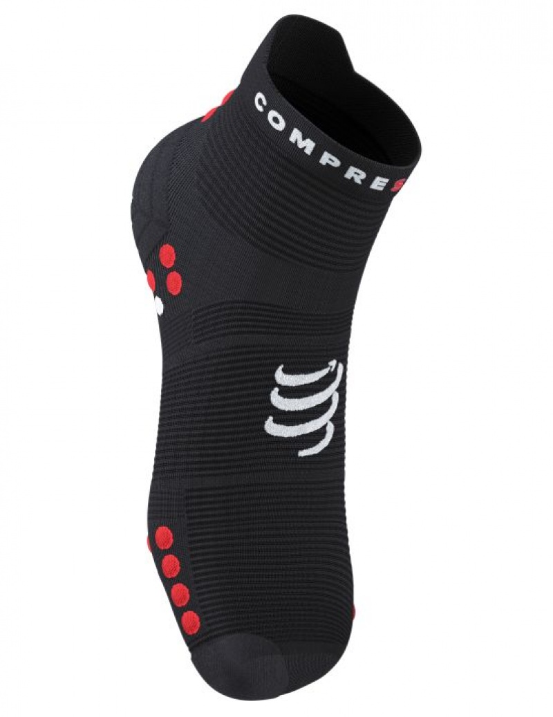 Compressport Pro Race Socks v4.0 Run Low Hardloopsokken Heren Zwart Rood | RMILZS754