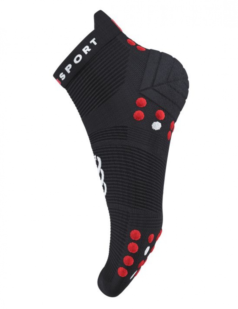 Compressport Pro Race Socks v4.0 Run Low Hardloopsokken Heren Zwart Rood | RMILZS754