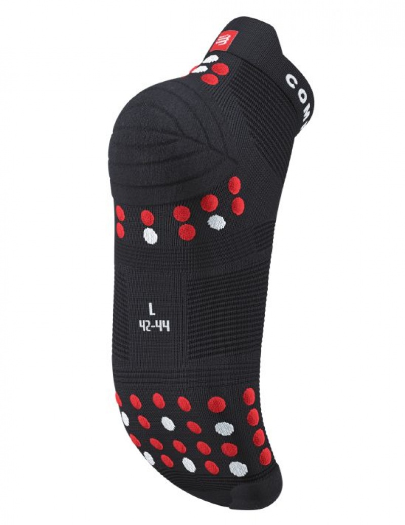 Compressport Pro Race Socks v4.0 Run Low Hardloopsokken Heren Zwart Rood | RMILZS754