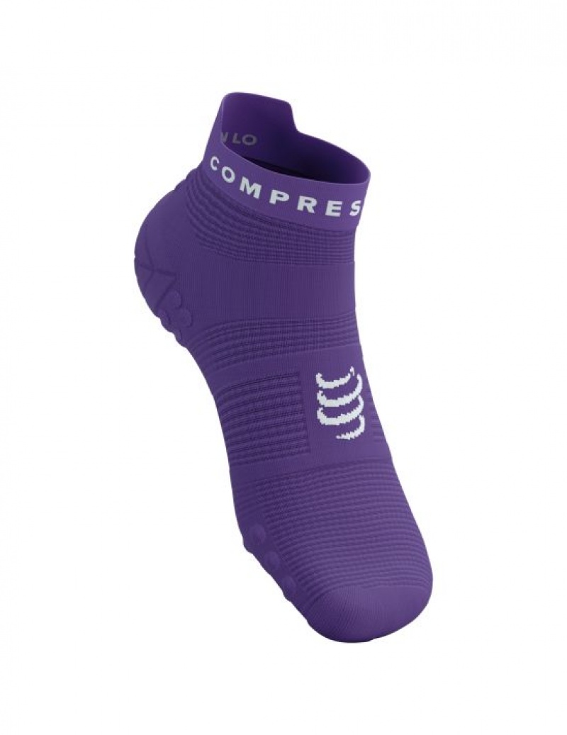 Compressport Pro Race Socks v4.0 Run Low Hardloopsokken Heren Paars Wit | JENFRL640