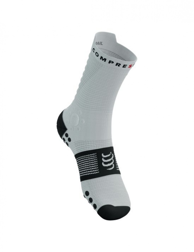 Compressport Pro Race Socks v4.0 Trail Hardloopsokken Heren Wit Zwart | TPZCRB961