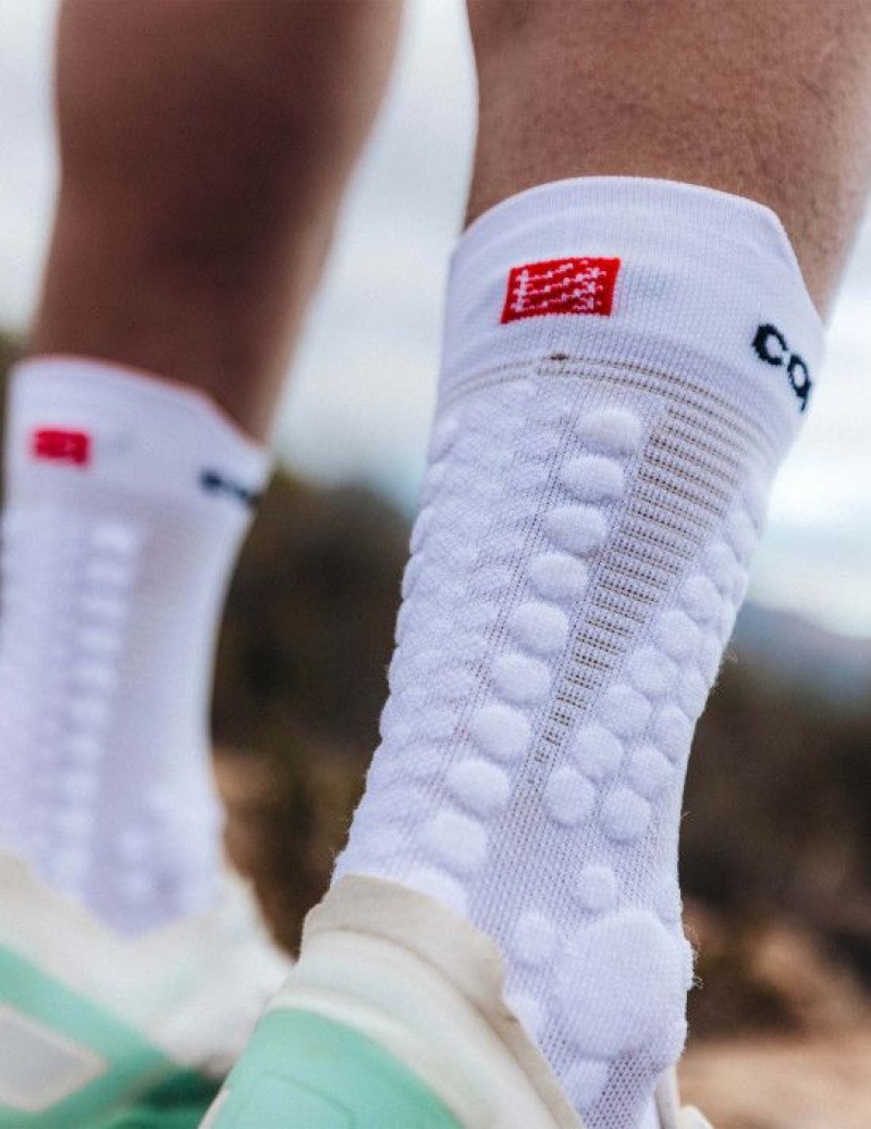 Compressport Pro Race Socks v4.0 Trail Hardloopsokken Heren Wit Zwart | TPZCRB961