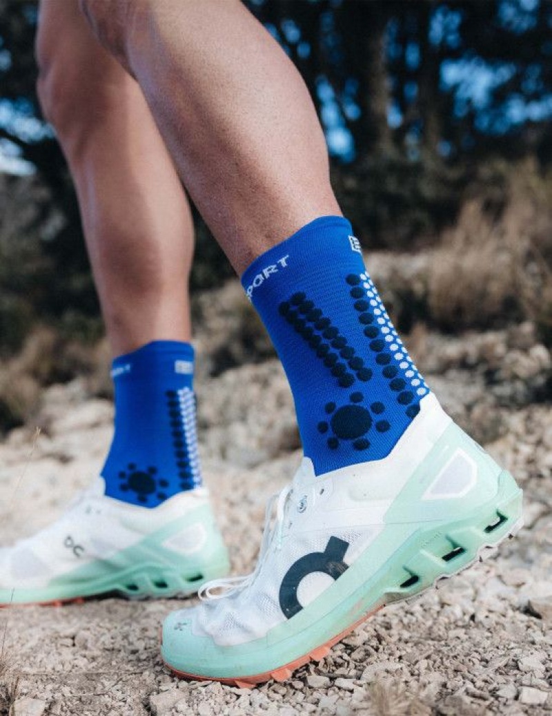 Compressport Pro Race Socks v4.0 Trail Hardloopsokken Heren Blauw | XWYCLT495