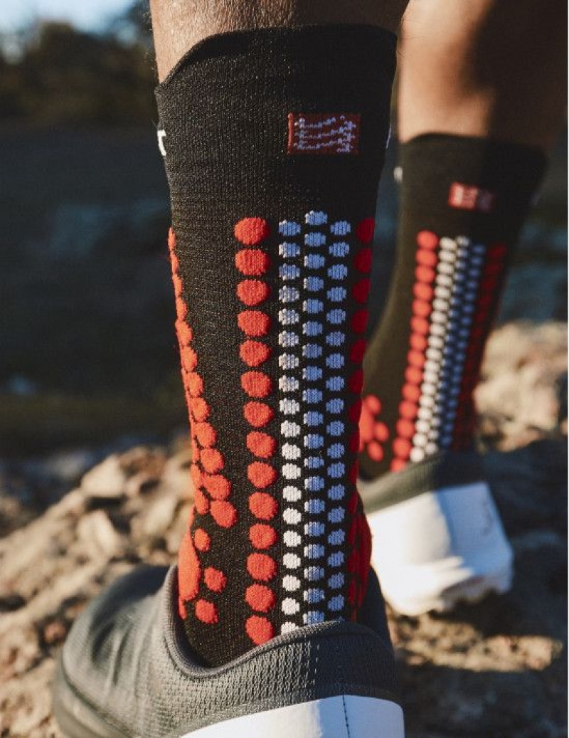 Compressport Pro Race Socks v4.0 Trail Hardloopsokken Heren Zwart Rood | CQULBD149