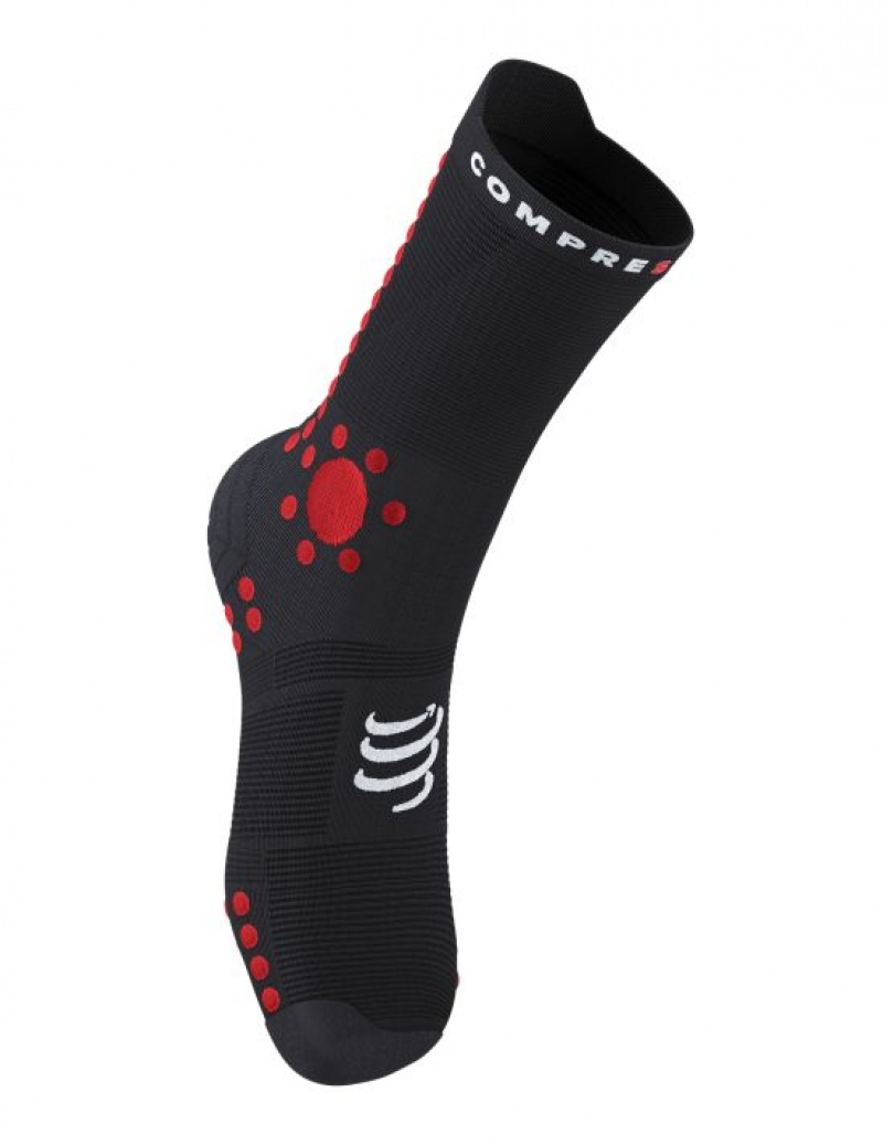 Compressport Pro Race Socks v4.0 Trail Hardloopsokken Heren Zwart Rood | CQULBD149