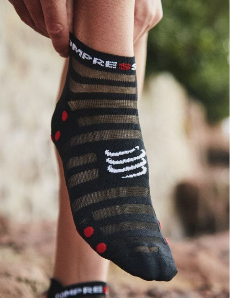 Compressport Pro Race Socks v4.0 Ultralight Run Low Sokken Unisex Zwart Rood | VYRCFO342