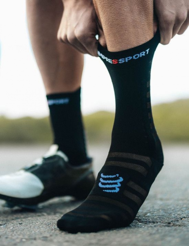 Compressport Pro Race Socks v4.0 Ultralight Bike Sokken Unisex Zwart Wit | RTVBAE157