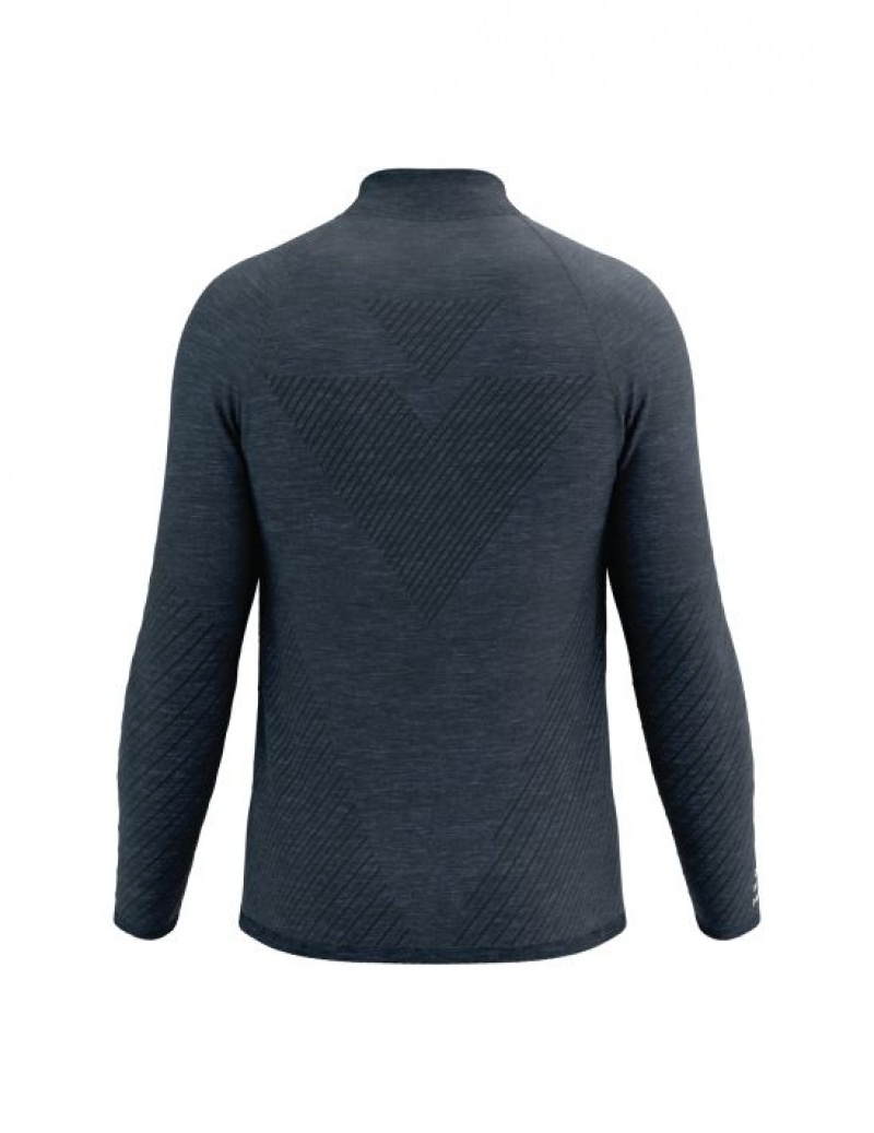 Compressport Seamless Zip Sweatshirt Hoodie Heren Indigo | DPQXFM012