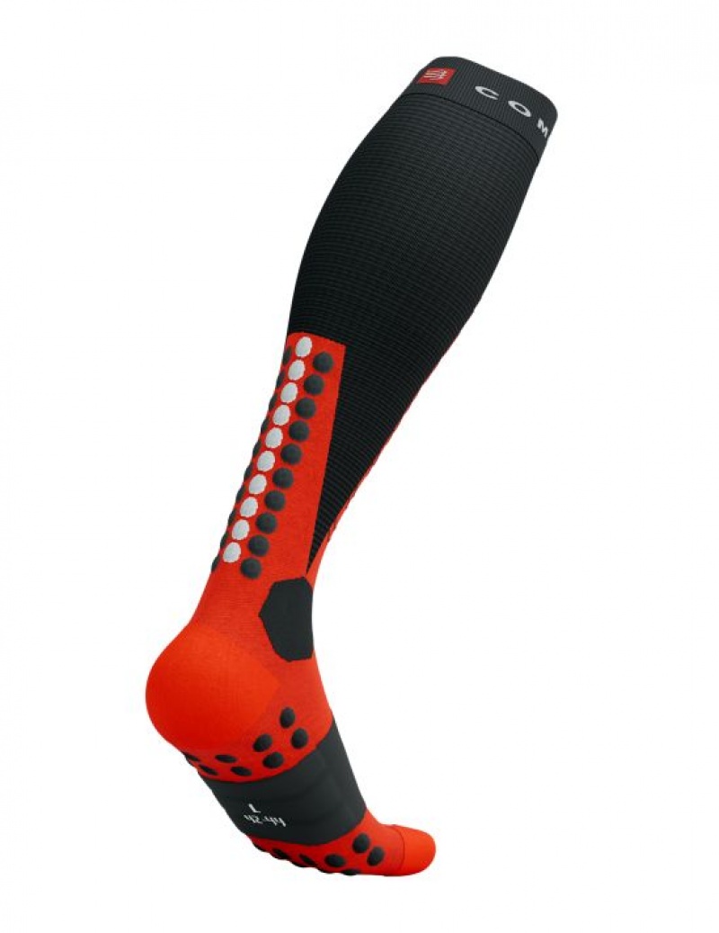 Compressport Ski Mountaineering Full Socks High Socks Heren Zwart Rood | WNRLXF152