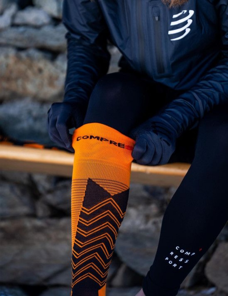 Compressport Ski Mountaineering Full Socks High Socks Heren Zwart | KCTIXE013