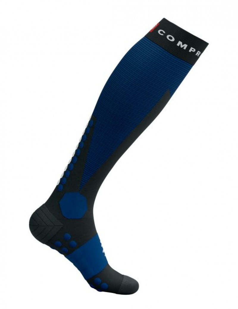 Compressport Ski Touring Full Socks High Socks Heren Zwart Blauw | GYKOXH892