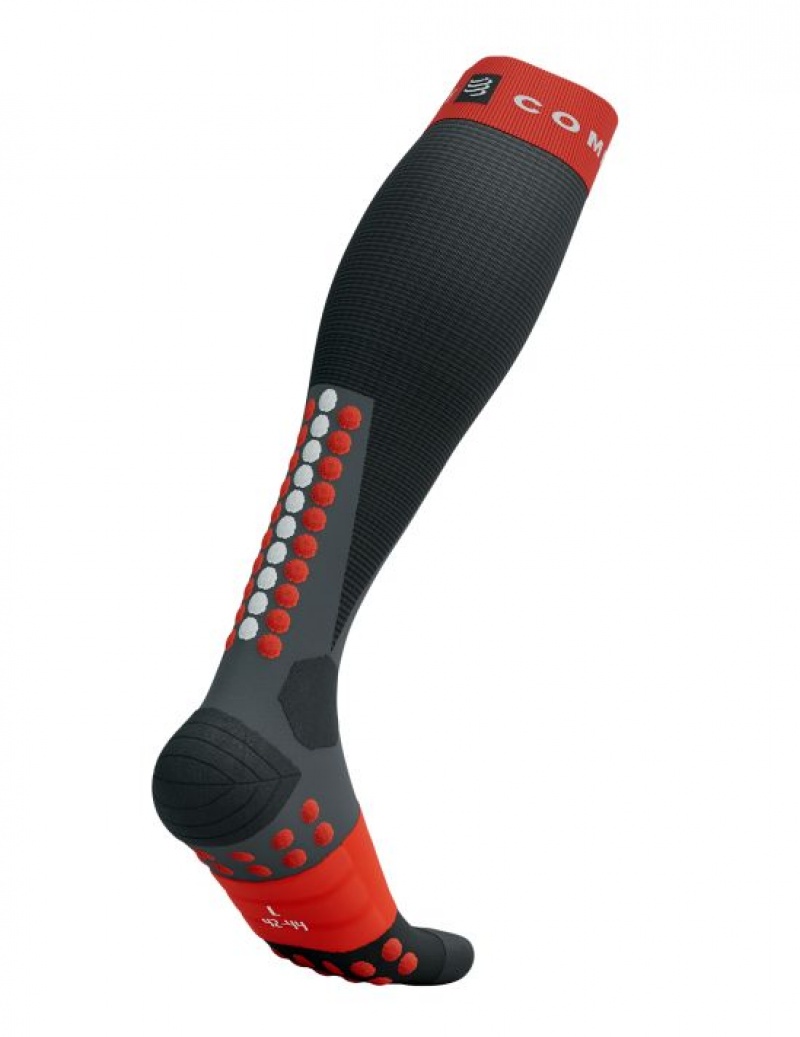 Compressport Ski Touring Full Socks High Socks Heren Zwart Rood | GWILDF594