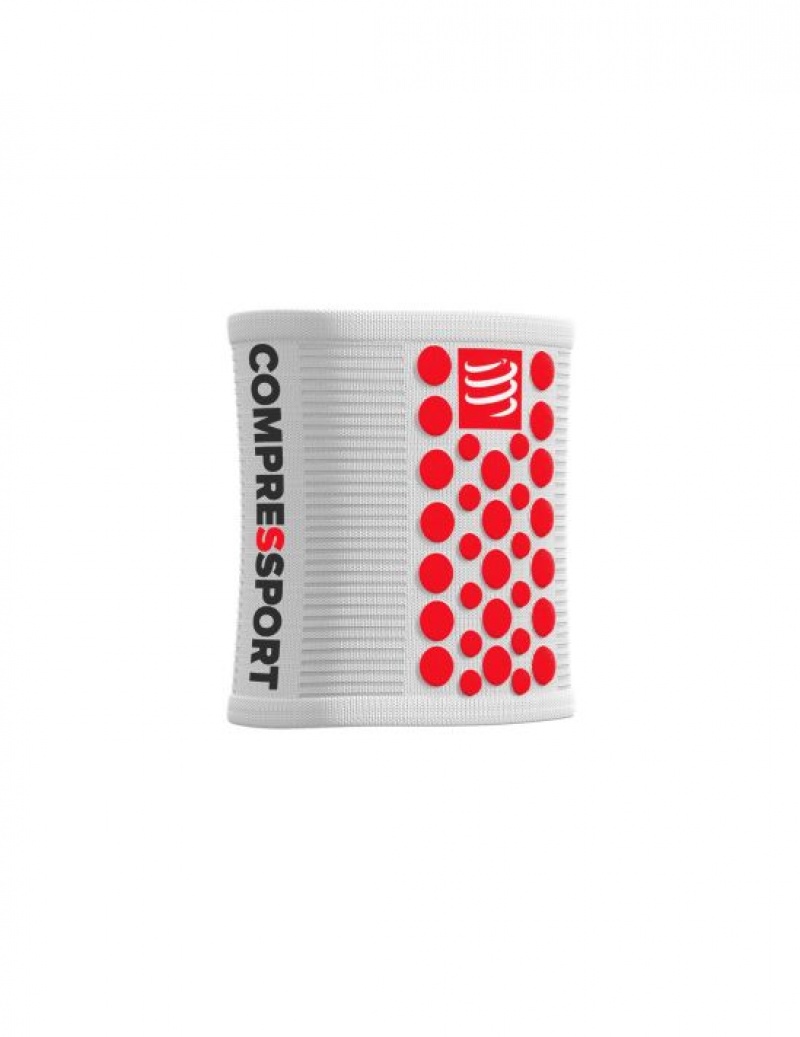 Compressport Sweatbands 3D.Dots Wrist Sweatbands Dames Wit Rood | DSBCVA125