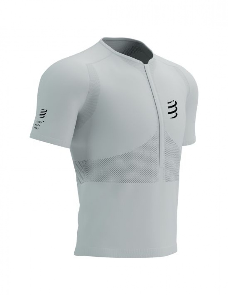 Compressport Trail Half-Zip Fitted SS Top T-shirts Heren Wit | WGCQNT736