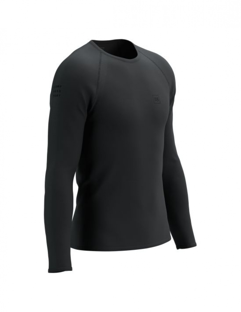 Compressport Training LS Tshirt Hardloopshirts Heren Zwart | KRVJOX492