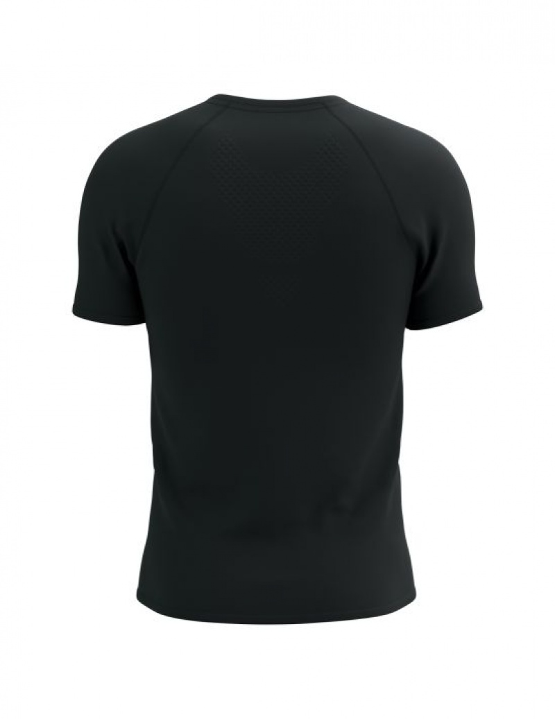 Compressport Training SS Logo Tshirt M Hardloopshirts Heren Zwart | JTQVMS854