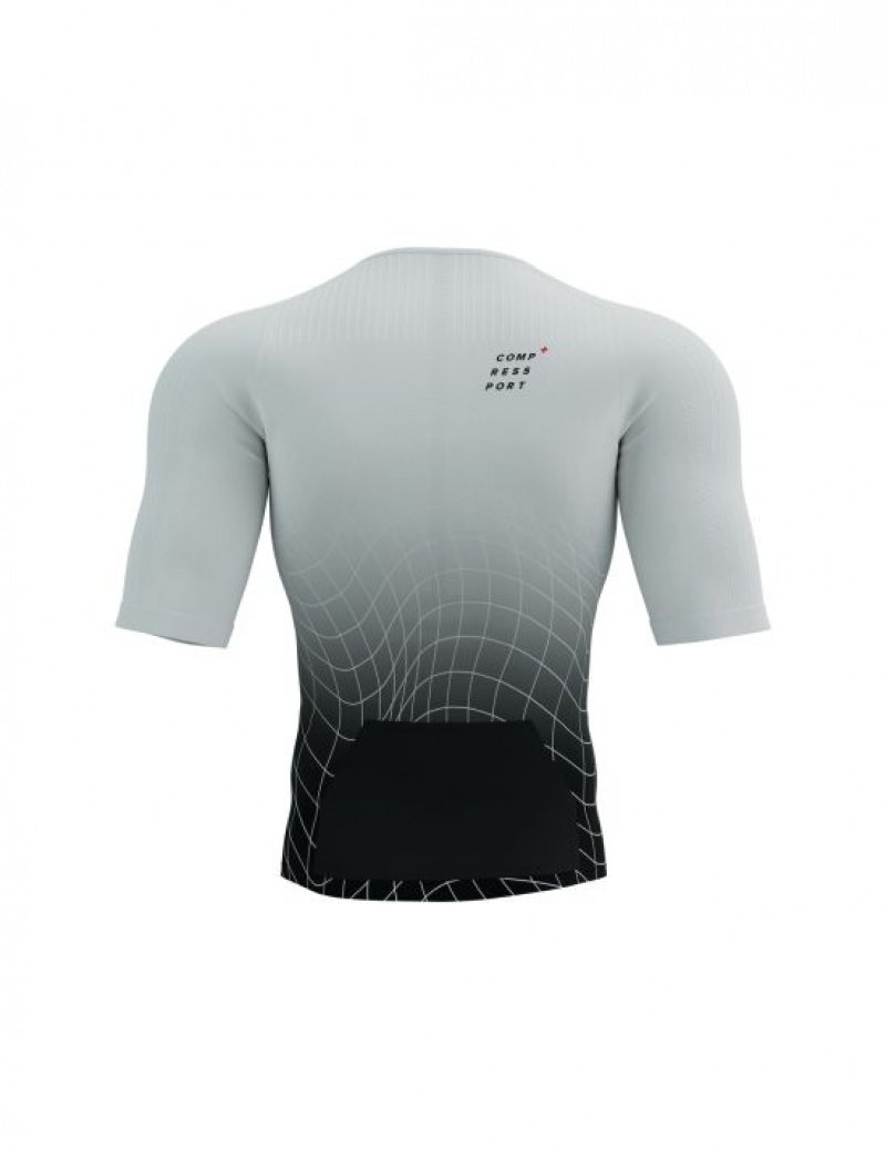 Compressport Tri Postural Aero SS Top M T-shirts Unisex Zwart Wit | PUSIRJ071