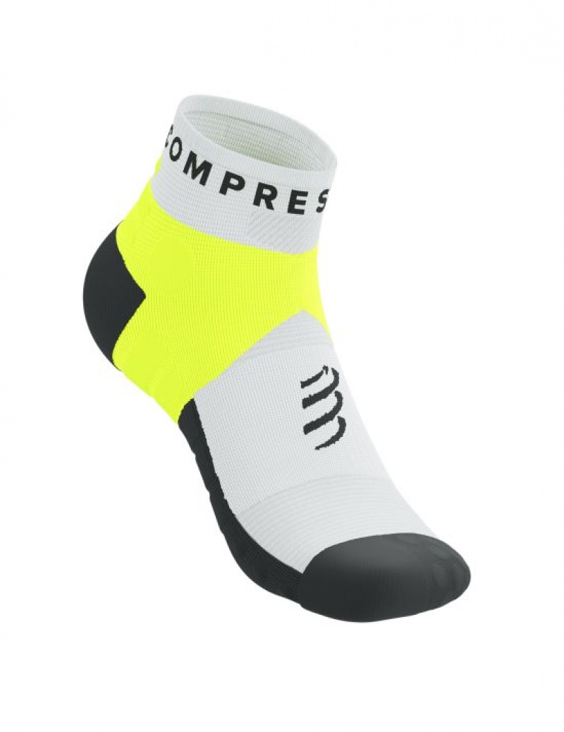 Compressport Ultra Trail Low Socks Hardloopsokken Heren Wit Geel | FDZVUS279