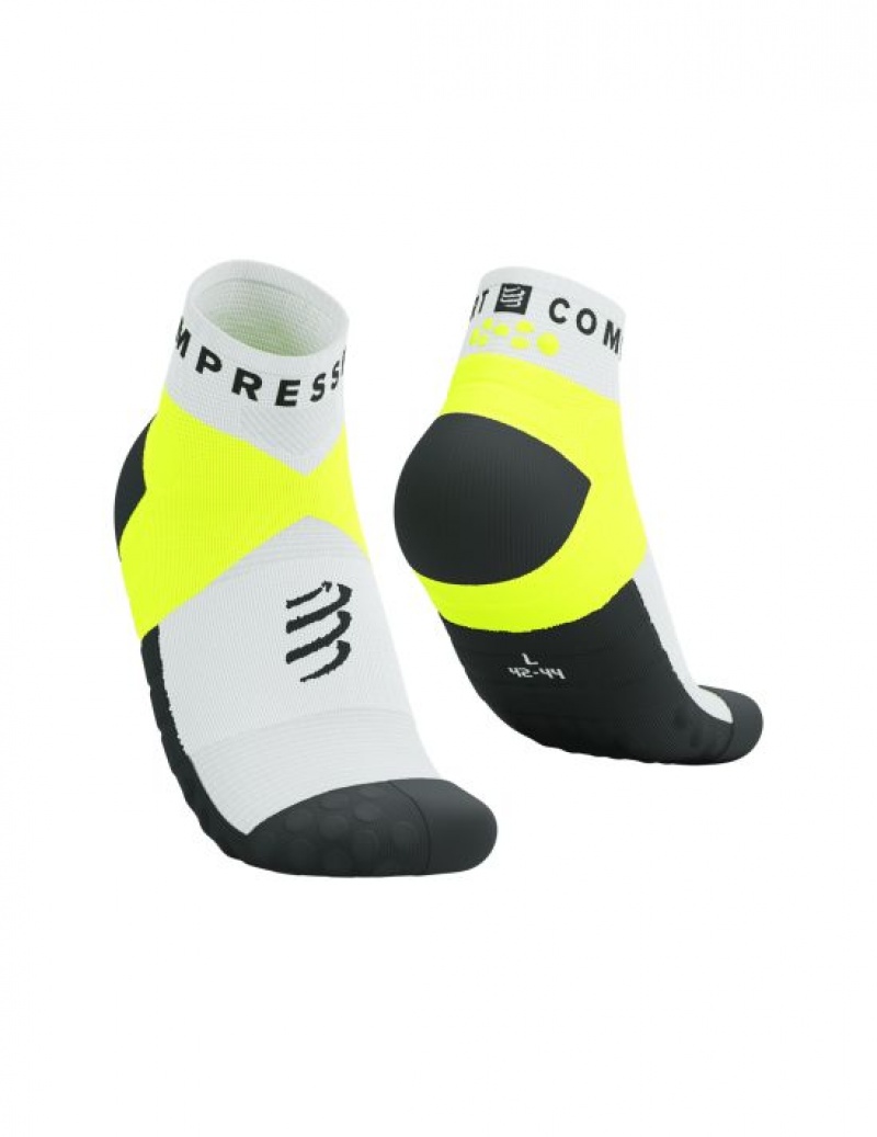 Compressport Ultra Trail Low Socks Hardloopsokken Heren Wit Geel | FDZVUS279