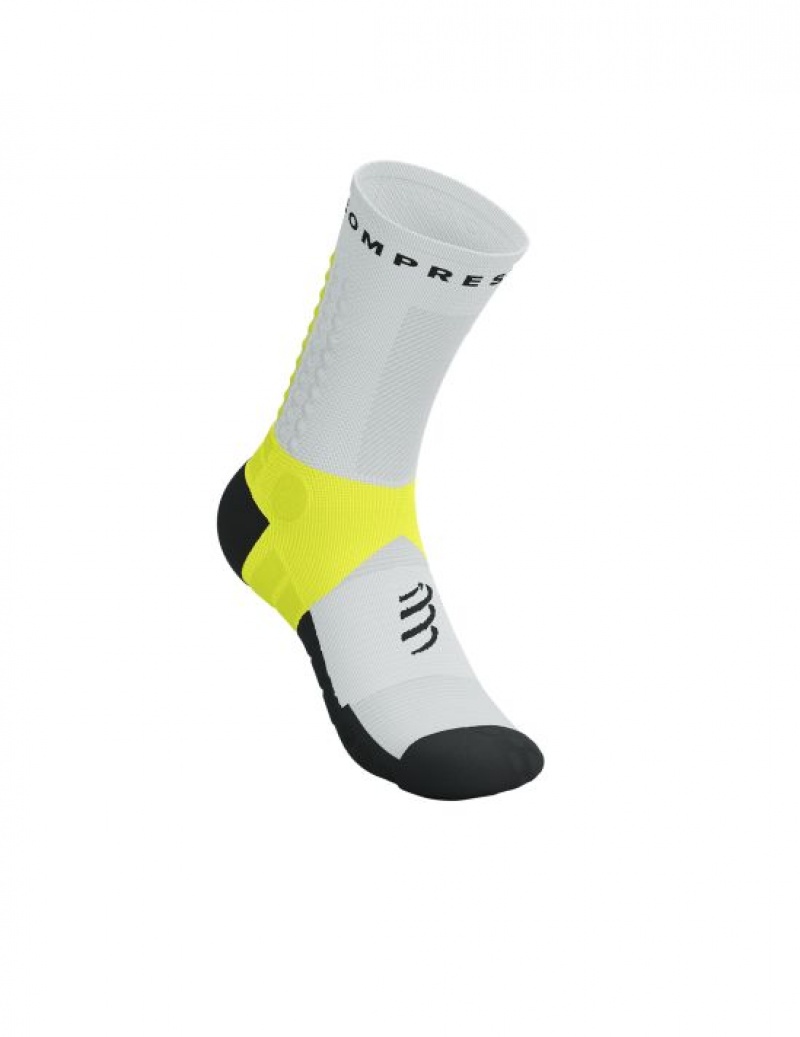 Compressport Ultra Trail Socks V2.0 Hardloopsokken Heren Wit Geel | MDKLTU458