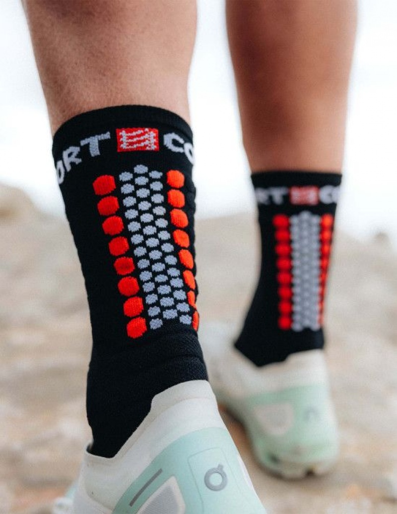 Compressport Ultra Trail Socks V2.0 Hardloopsokken Heren Zwart Rood | FRVPWS371