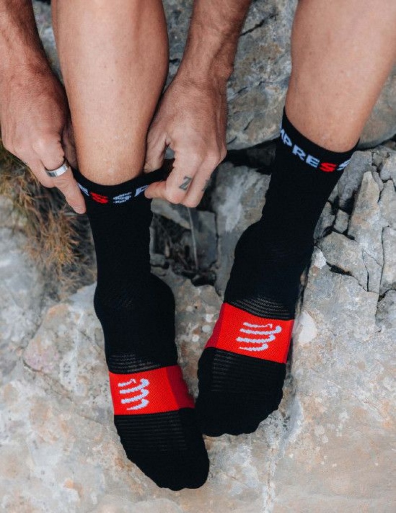 Compressport Ultra Trail Socks V2.0 Hardloopsokken Heren Zwart Rood | FRVPWS371