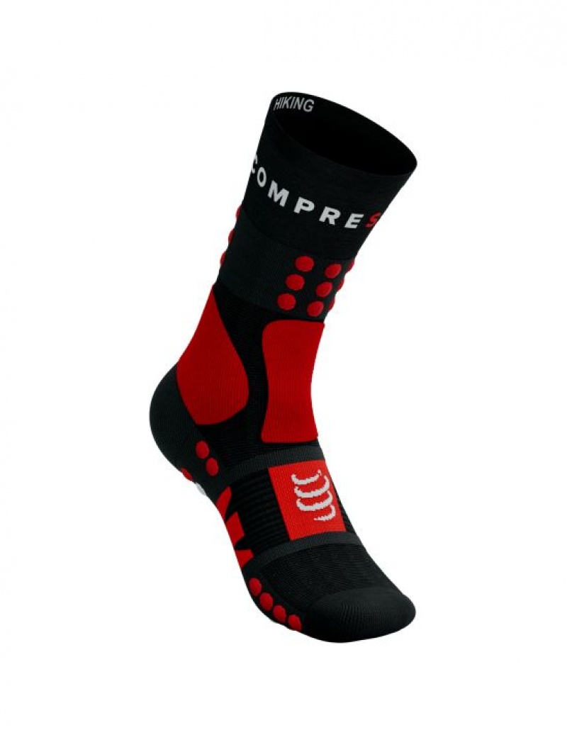 Compressport Wandelen Socks Hiking Socks Heren Zwart Rood Wit | KMUSZH539