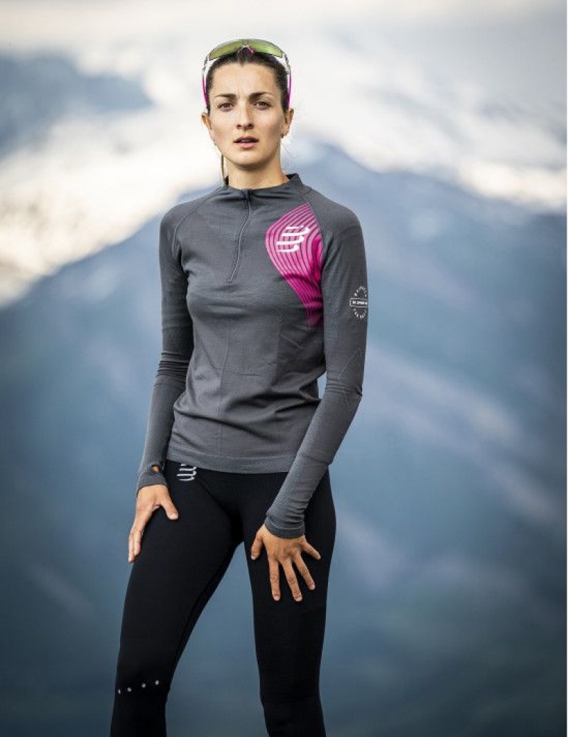 Compressport Winter Trail Postural LS Top W Hardloopshirts Dames Gekleurd | IFVSRW467